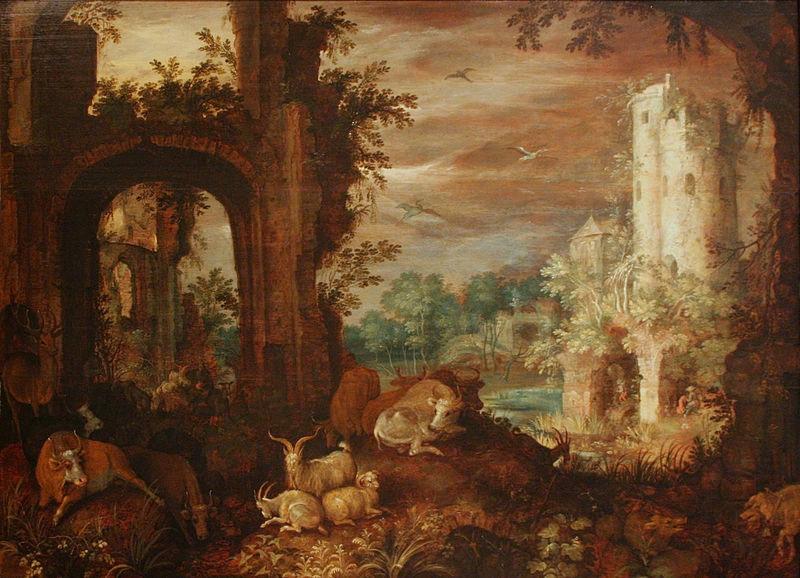 Roelant Savery Herds in the ruins Sweden oil painting art
